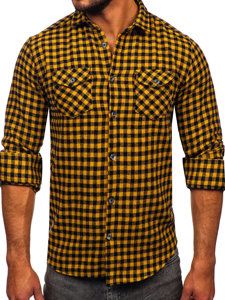 Camicia di flanella a maniche lunghe a scacchi da uomo camellolo Bolf 22701