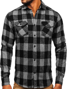 Camicia di flanella a maniche lunghe da uomo grafite Bolf 20723