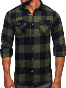 Camicia di flanella a maniche lunghe da uomo khaki Bolf 20723