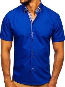 Camicia elegante a manica corta da uomo azzurra Bolf 3507