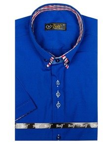 Camicia elegante a manica corta da uomo azzurra Bolf 3507