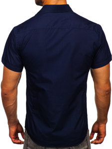 Camicia elegante a manica corta da uomo blu Bolf 7501