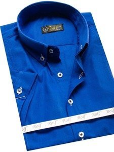 Camicia elegante a manica corta da uomo bluette Bolf 5535