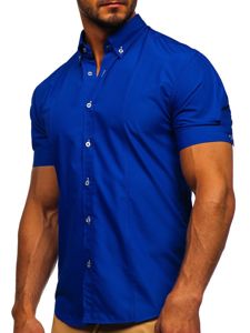 Camicia elegante a manica corta da uomo bluette Bolf 5535