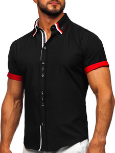 Camicia elegante a manica corta da uomo nera Bolf 2926