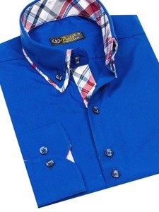 Camicia elegante a manica lunga da uomo azzurra Bolf 4704-1