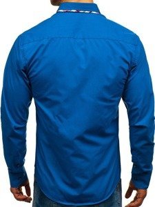 Camicia elegante a manica lunga da uomo azzurra Bolf 4704-1