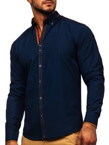 Camicia elegante a manica lunga da uomo azzurra Bolf 4707