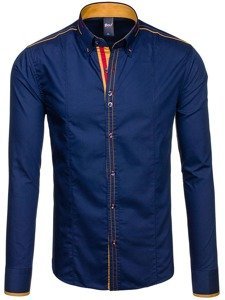 Camicia elegante a manica lunga da uomo azzurra Bolf 4707