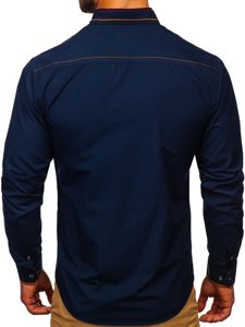 Camicia elegante a manica lunga da uomo azzurra Bolf 4707