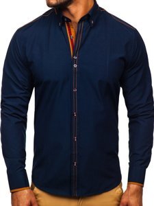 Camicia elegante a manica lunga da uomo azzurra Bolf 4707