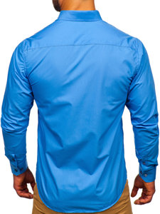 Camicia elegante a manica lunga da uomo azzurra Bolf 7724-1