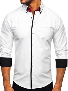 Camicia elegante a manica lunga da uomo bianca Bolf 2767-1