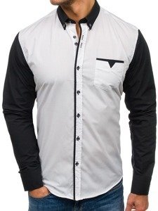 Camicia elegante a manica lunga da uomo bianca Bolf 5726