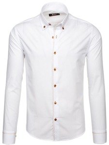 Camicia elegante a manica lunga da uomo bianca Bolf 6964