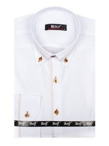 Camicia elegante a manica lunga da uomo bianca Bolf 6964