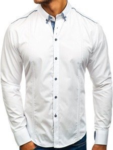 Camicia elegante a manica lunga da uomo bianca Bolf 8821