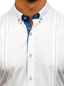 Camicia elegante a manica lunga da uomo bianca Bolf 8822