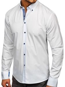 Camicia elegante a manica lunga da uomo bianco Bolf 8838-1