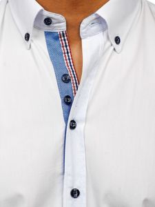 Camicia elegante a manica lunga da uomo bianco Bolf 8838-1