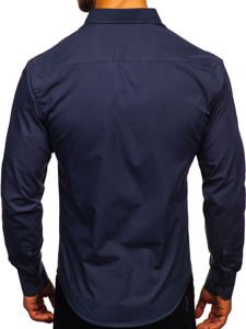 Camicia elegante a manica lunga da uomo blu Bolf 1703