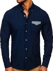 Camicia elegante a manica lunga da uomo blu Bolf 4711