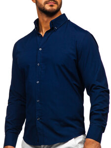 Camicia elegante a manica lunga da uomo blu Bolf 5821-1