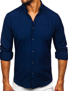 Camicia elegante a manica lunga da uomo blu Bolf 5821-1