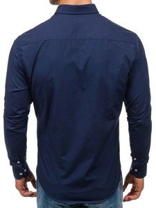 Camicia elegante a manica lunga da uomo blu Bolf 5827-1