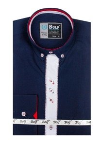 Camicia elegante a manica lunga da uomo blu Bolf 5827-1