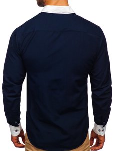 Camicia elegante a manica lunga da uomo blu Bolf 6882