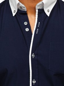 Camicia elegante a manica lunga da uomo blu Bolf 6919