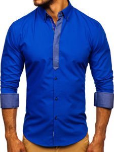 Camicia elegante a manica lunga da uomo bluette Bolf 3725