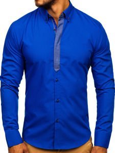 Camicia elegante a manica lunga da uomo bluette Bolf 3725