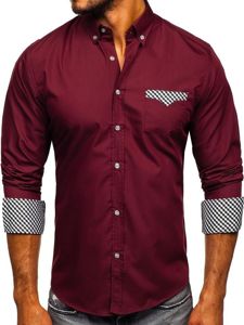 Camicia elegante a manica lunga da uomo bordò Bolf 4711