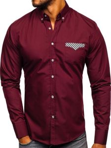 Camicia elegante a manica lunga da uomo bordò Bolf 4711