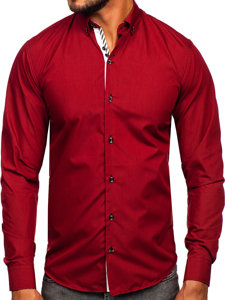 Camicia elegante a manica lunga da uomo bordò Bolf 5796-1