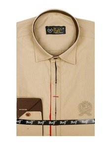 Camicia elegante a manica lunga da uomo cammello Bolf 1769