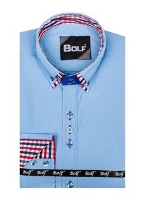 Camicia elegante a manica lunga da uomo celeste Bolf 0926