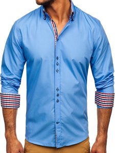 Camicia elegante a manica lunga da uomo celeste Bolf 0926