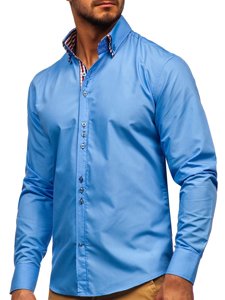 Camicia elegante a manica lunga da uomo celeste Bolf 0926