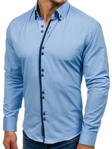 Camicia elegante a manica lunga da uomo celeste Bolf 1721-A