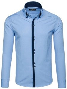 Camicia elegante a manica lunga da uomo celeste Bolf 1721-A