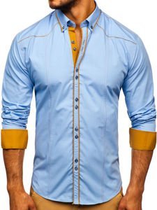 Camicia elegante a manica lunga da uomo celeste Bolf 4777