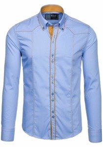 Camicia elegante a manica lunga da uomo celeste Bolf 4777