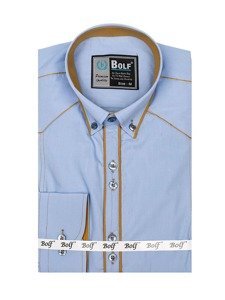 Camicia elegante a manica lunga da uomo celeste Bolf 4777