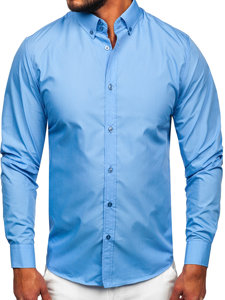 Camicia elegante a manica lunga da uomo celeste Bolf 5821-1