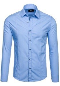 Camicia elegante a manica lunga da uomo celeste Bolf 6944