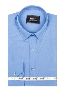 Camicia elegante a manica lunga da uomo celeste Bolf 6944