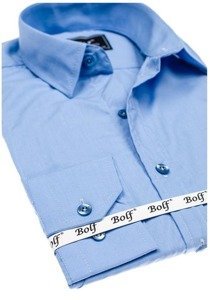 Camicia elegante a manica lunga da uomo celeste Bolf 6944